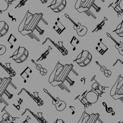 Seamless background theater hand drawn doodle Theatre set Vector illustration Sketchy theater icons Acting performance elements Ticket Masks Lyra Curtain stage Musical notes Pointe shoes Make-up tools