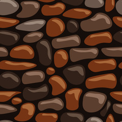 Seamless cartoon stone texture in brown colors, vector pattern