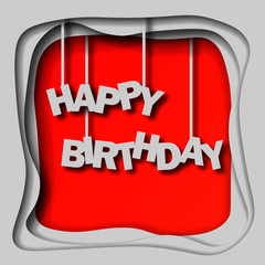 Happy Birthday Hand Lettering Greeting Card.  Vector Background. Invitation Card. Handmade Calligraphy. 3d Text with Shadow