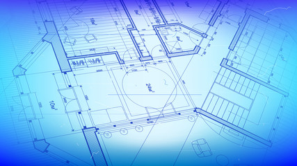 Architecture design: blueprint plan - vector illustration of a plan modern residential building / technology, industry, business concept illustration: real estate, building, construction, architecture
