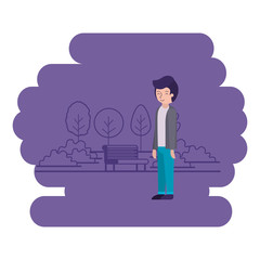 man in the park scene vector illustration design