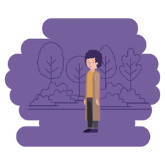 man in the park scene vector illustration design