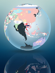 Thailand on globe with flags
