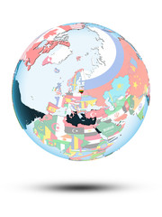 Lithuania on globe with flags