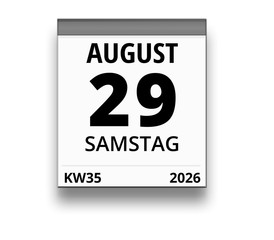 Kalender für Samstag, 29. AUGUST 2026 (Woche 35)