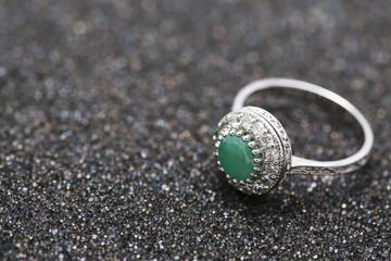 Jade on diamond ring