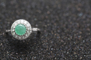 Jade on diamond ring