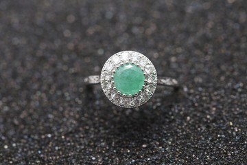 Jade on diamond ring