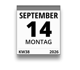 Kalender für Montag, 14. SEPTEMBER 2026 (Woche 38)