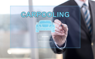 Fototapeta na wymiar Man touching a carpooling concept