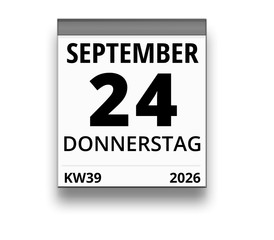 Kalender für Donnerstag, 24. SEPTEMBER 2026 (Woche 39)