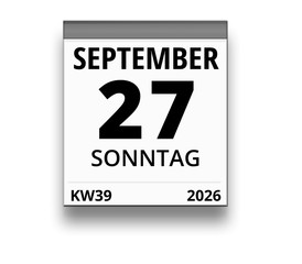 Kalender für Sonntag, 27. SEPTEMBER 2026 (Woche 39)