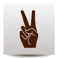 Peace or victory hand gesture vector icon