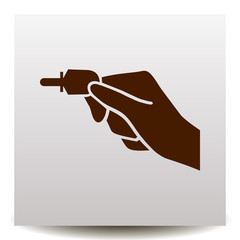 Hand holding american electronic key vector icon on a realistic paper background with shadow