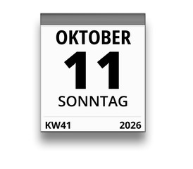 Kalender für Sonntag, 11. OKTOBER 2026 (Woche 41)