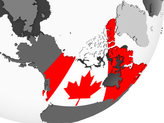 Canada with flag on globe