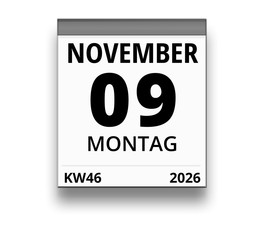 Kalender für Montag, 9. NOVEMBER 2026 (Woche 46)