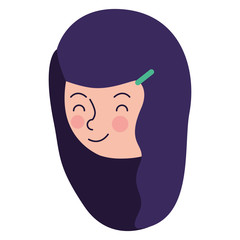 beautiful and young woman head character vector illustration design