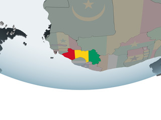 Guinea with flag on globe