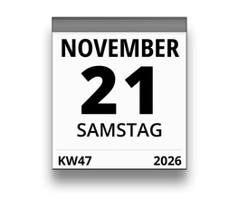 Kalender für Samstag, 21. NOVEMBER 2026 (Woche 47)