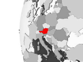 Fototapeta na wymiar Austria on grey globe