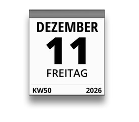 Kalender für Freitag, 11. DEZEMBER 2026 (Woche 50)