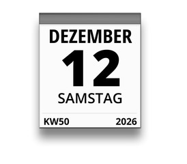 Kalender für Samstag, 12. DEZEMBER 2026 (Woche 50)