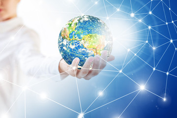 Internet, Web, Communications and Rays in hands. Best Internet Concept of global business from concepts series