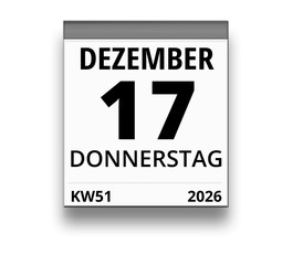 Kalender für Donnerstag, 17. DEZEMBER 2026 (Woche 51)