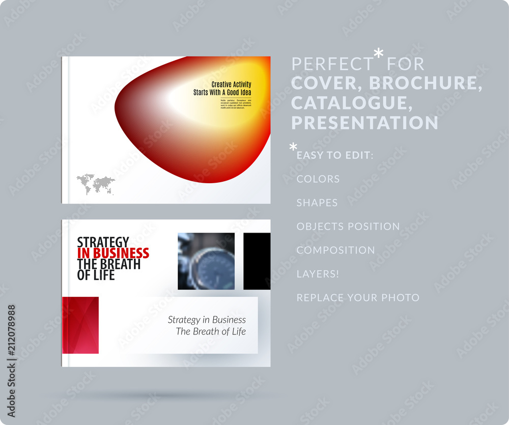 Wall mural liquid design presentation template with colourful fluid gradient shapes. abstract vector set of mod