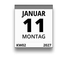 Kalender für Montag, 11. JANUAR 2027 (Woche 02)