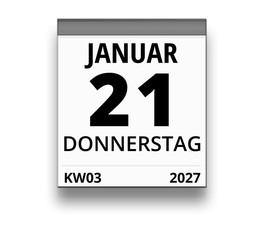Kalender für Donnerstag, 21. JANUAR 2027 (Woche 03)