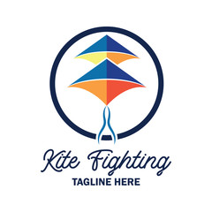 kite fighting logo with text space for your slogan / tag line, vector illustration