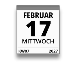 Kalender für Mittwoch, 17. FEBRUAR 2027 (Woche 07)