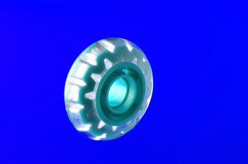 Roller wheel isolated on blue.