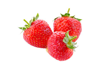 Fresh strawberries on white background.
