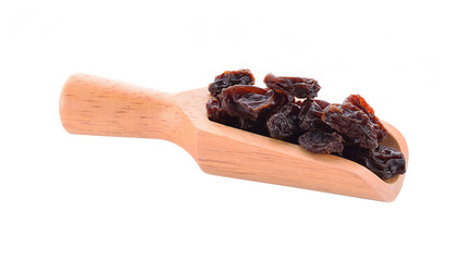 Raisins on a white background.