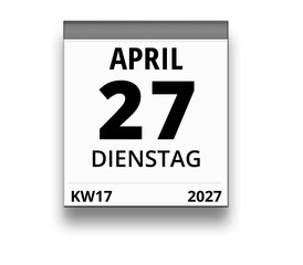 Kalender für Dienstag, 27. APRIL 2027 (Woche 17)