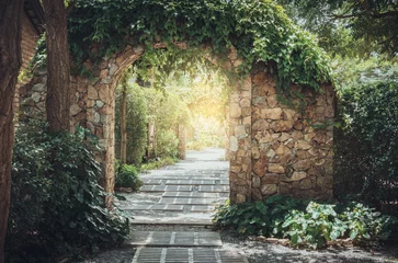 Peel and stick wall murals Garden Stone arch entrance wall.