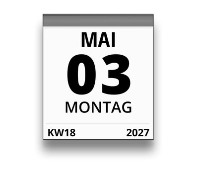 Kalender für Montag, 3. MAI 2027 (Woche 18)