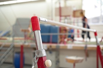 Uneven bars close up. Gymnastics equipment