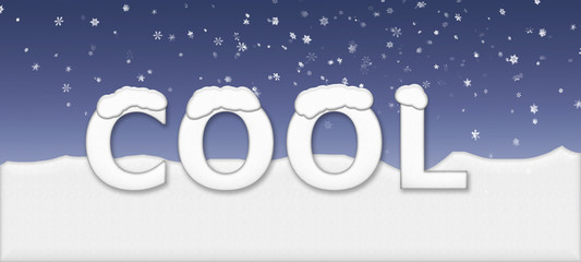 Cool text, snowy winter background.