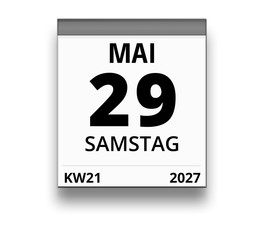 Kalender für Samstag, 29. MAI 2027 (Woche 21)