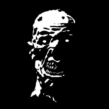 Drawing scary zombie head picture. Vector illustration.