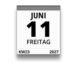 Kalender für Freitag, 11. JUNI 2027 (Woche 23)