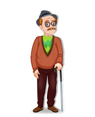 cartoon illustration of an old man character.