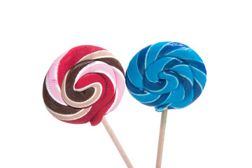 colorful sweet candy lollipop isolated on the white