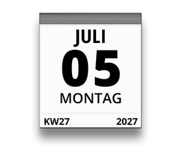 Kalender für Montag, 5. JULI 2027 (Woche 27)