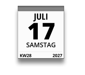 Kalender für Samstag, 17. JULI 2027 (Woche 28)