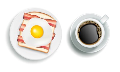 American breakfast vector realistic illustration